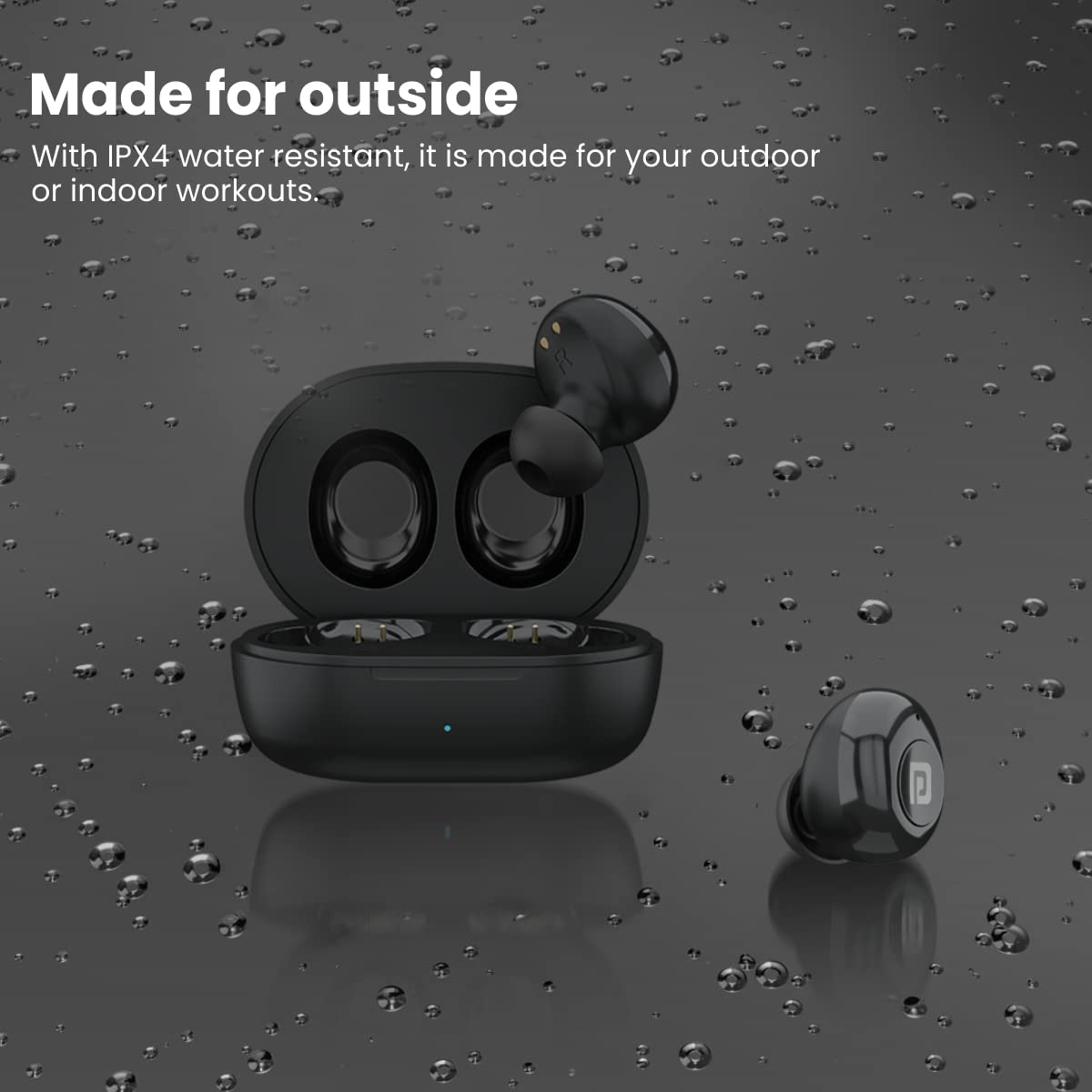 Portronics Harmonics Twins S3 TWS Bluetooth 5.2 Earbuds | 20 Hrs Playtime | 8mm Drivers | Lightweight In-Ear Design | Touch Controls | Type-C Charging | IPX4 Water Resistant (Black)