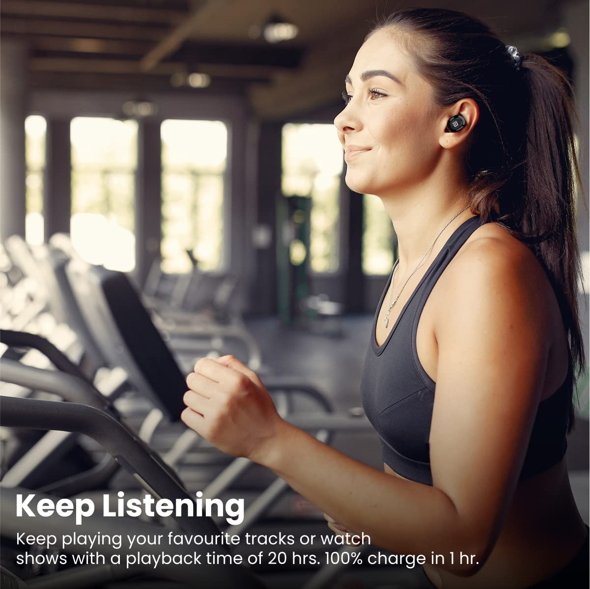 Portronics Harmonics Twins S3 TWS Bluetooth 5.2 Earbuds | 20 Hrs Playtime | 8mm Drivers | Lightweight In-Ear Design | Touch Controls | Type-C Charging | IPX4 Water Resistant (Black)