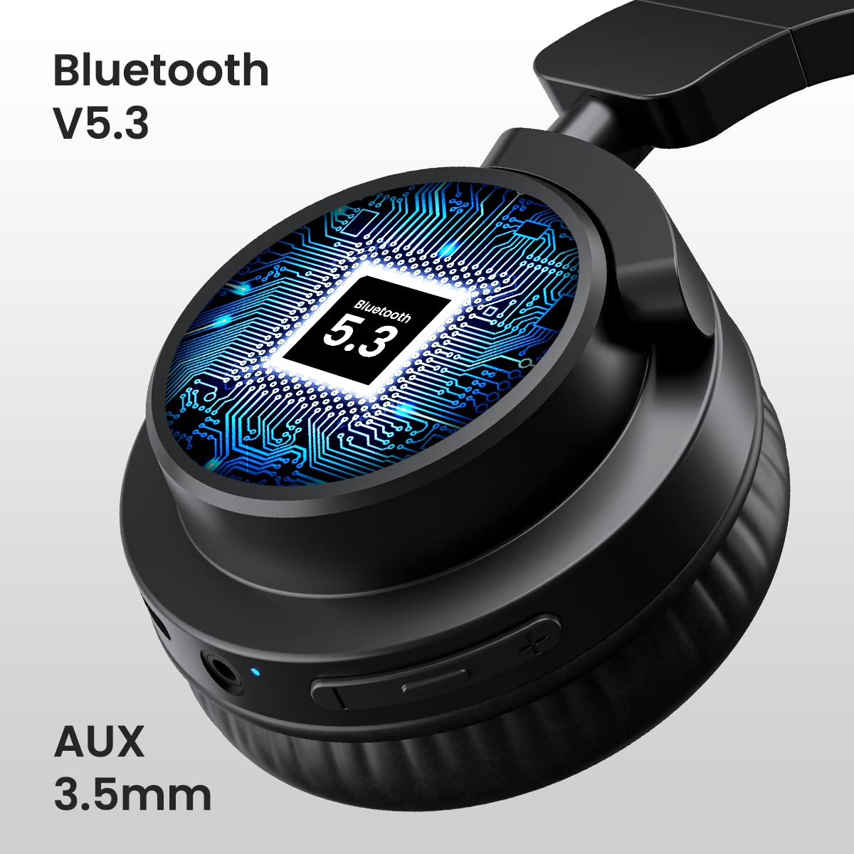 Portronics Muffs M2 Bluetooth Headphones (Black) – On-Ear, 40H Playtime, 40mm Drivers, AUX & Wireless Support, Foldable, Type-C Charging