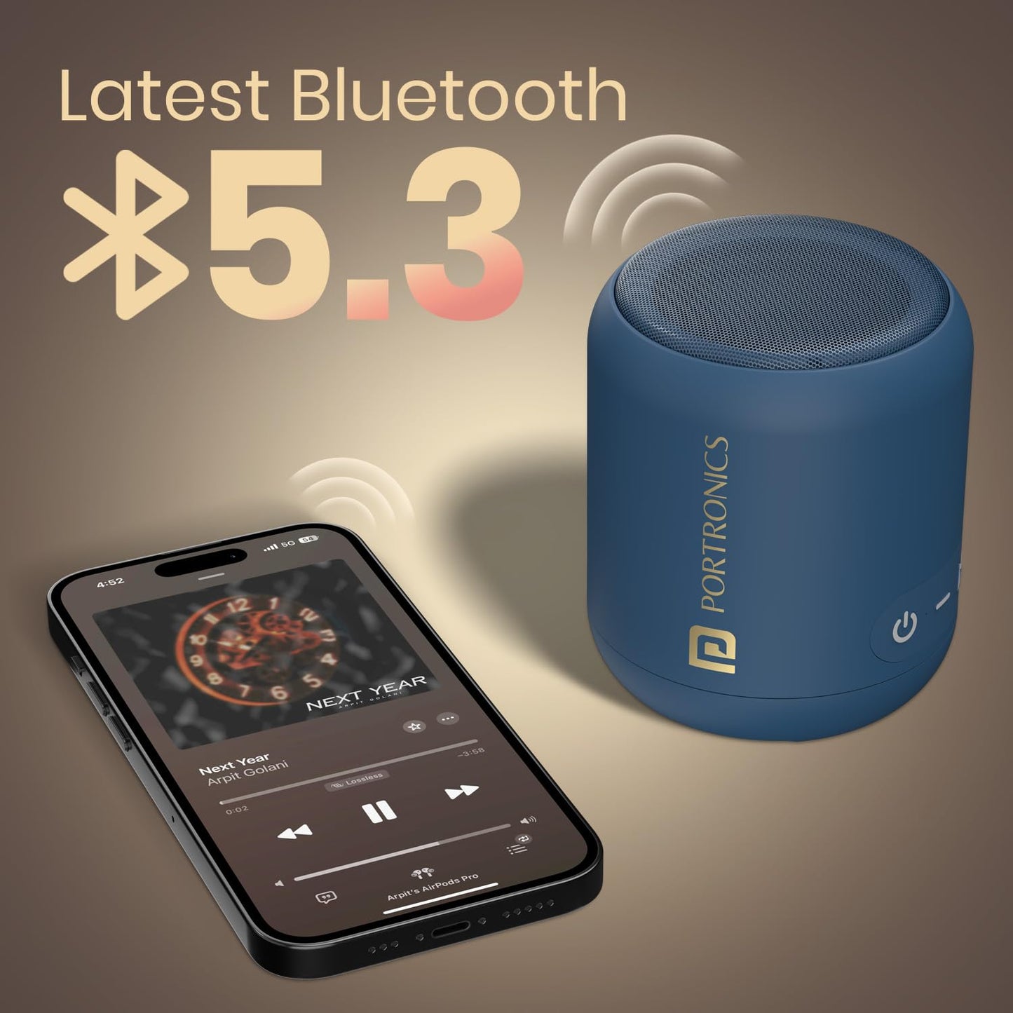 Portronics SoundDrum 1 12W Bluetooth Speaker β 360Β° Surround Sound | TWS | Type-C Charging | Blue