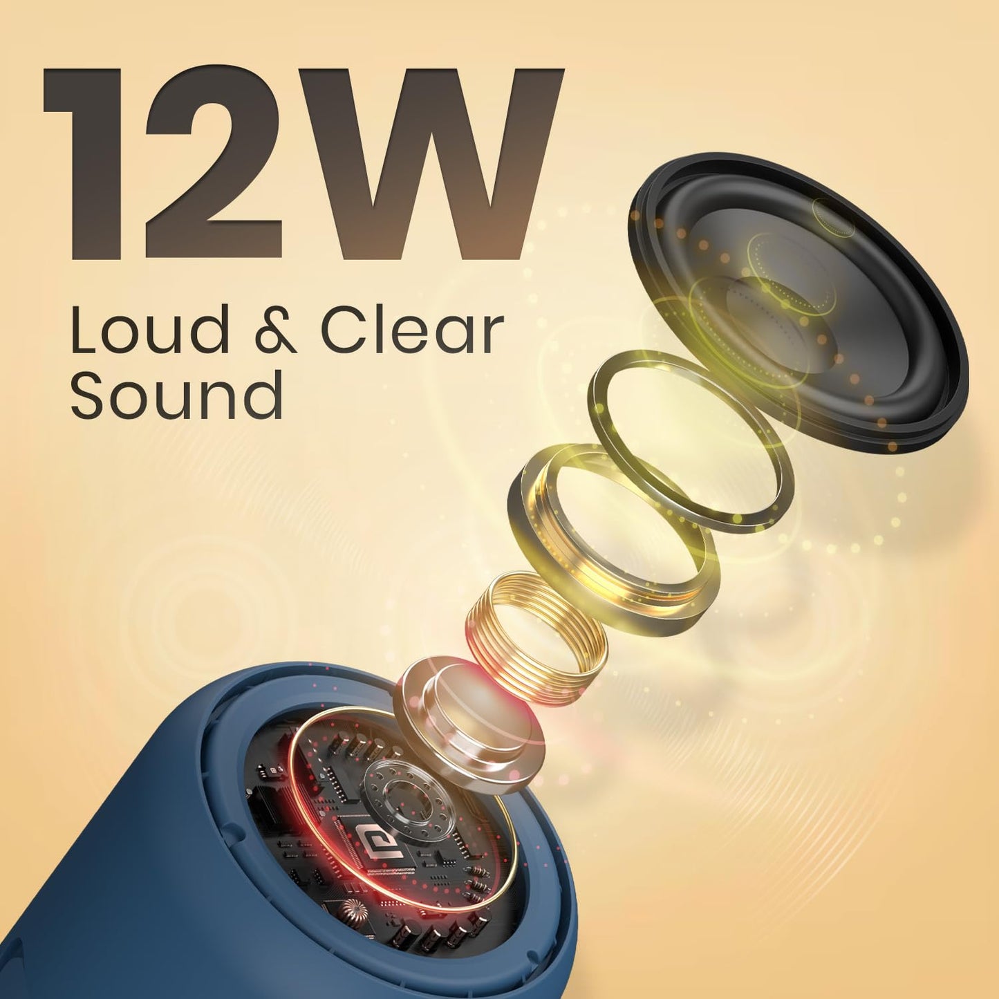 Portronics SoundDrum 1 12W Bluetooth Speaker β 360Β° Surround Sound | TWS | Type-C Charging | Blue