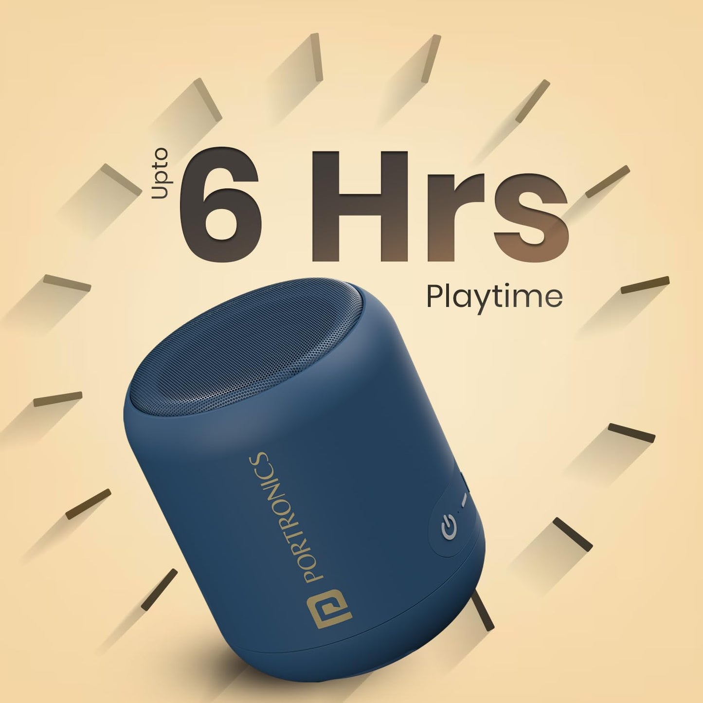 Portronics SoundDrum 1 12W Bluetooth Speaker β 360Β° Surround Sound | TWS | Type-C Charging | Blue