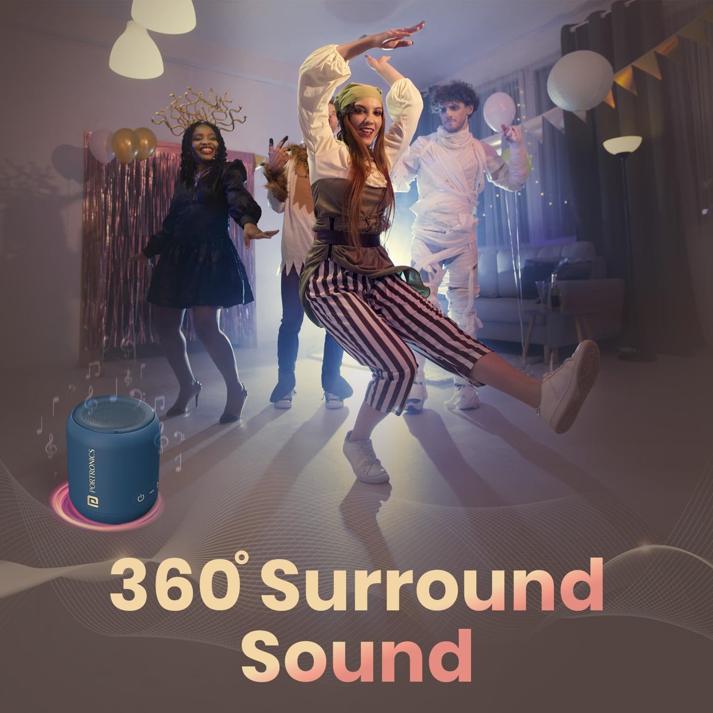 Portronics SoundDrum 1 12W Bluetooth Speaker β 360Β° Surround Sound | TWS | Type-C Charging | Blue
