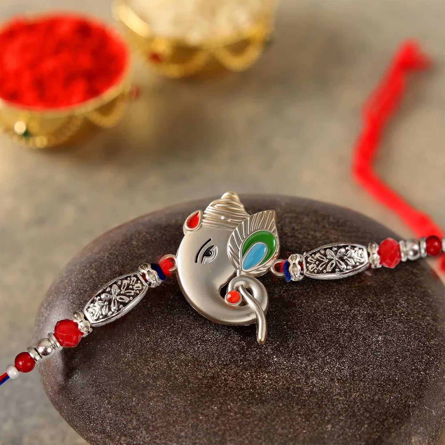 Rakhi Gift for Brother - Premium Rakhi with Ferrero Rocher Chocolate Pack and Greeting Card - Raksha Bandhan Special Combo