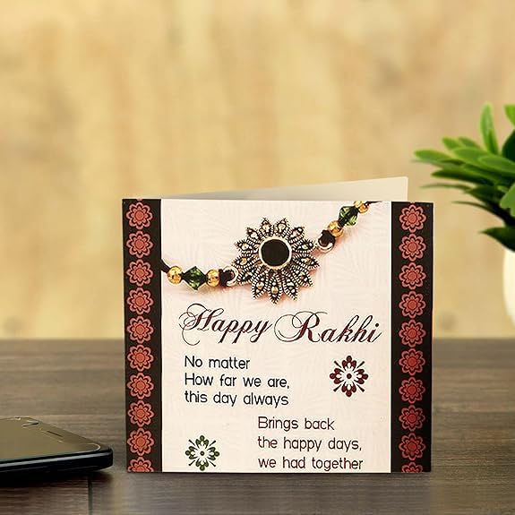 Rakhi Gift for Brother - Premium Rakhi with Ferrero Rocher Chocolate Pack and Greeting Card - Raksha Bandhan Special Combo