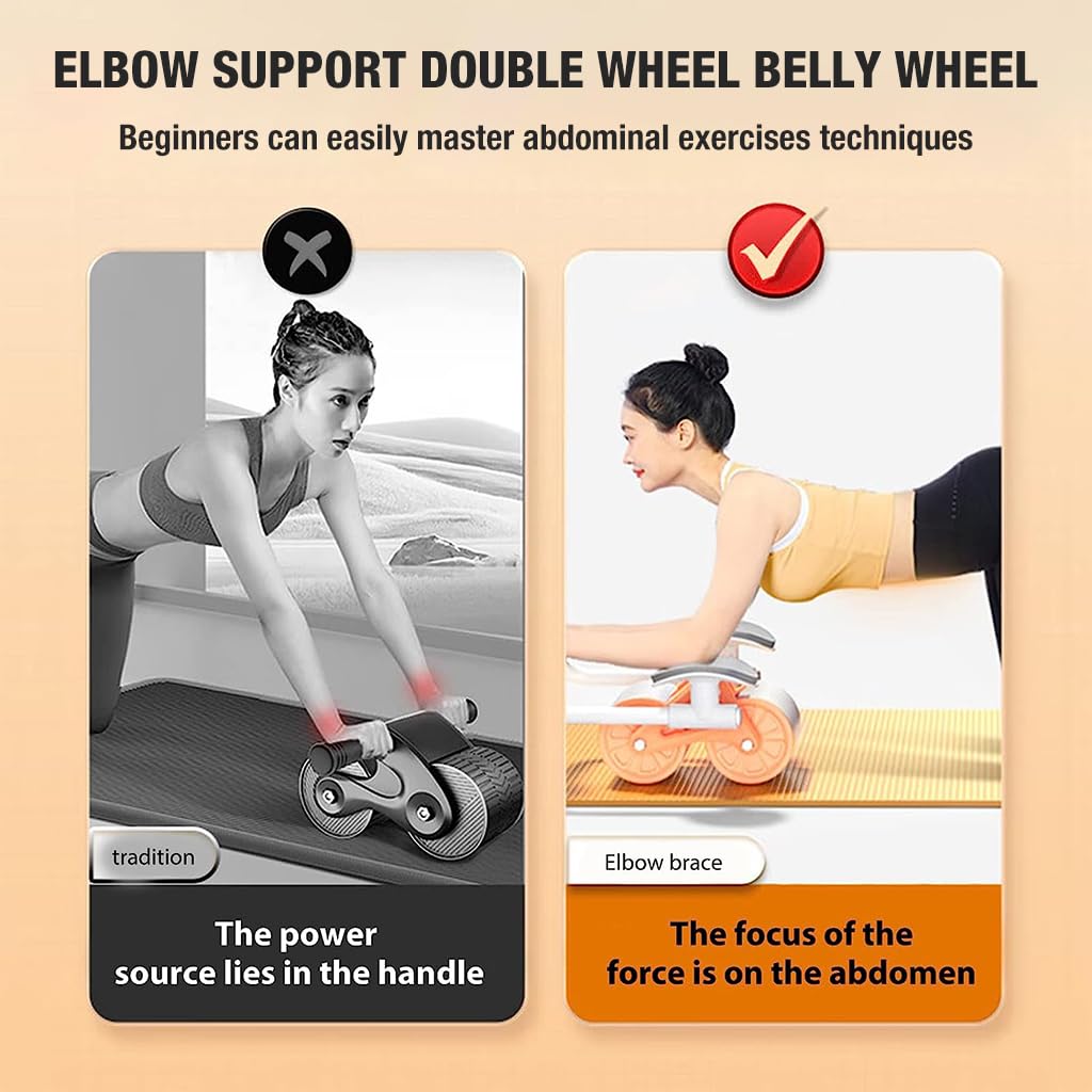 Proberos® Ab Roller Set with Counter & Silent Knee Pad | Premium Ab Roller with Elbow Support & Phone Holder for Core, Fitness & Home Workout