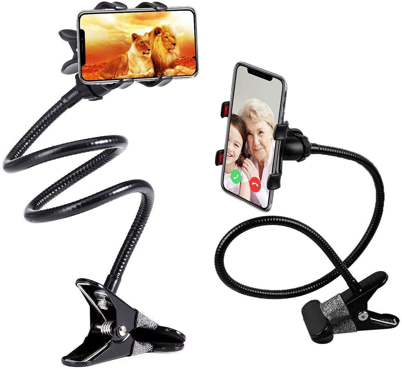 SWAPKART Flexible Mobile Tabletop Stand | Heavy Duty Metal Foldable Lazy Bracket Clip Mount | Multi-Angle Holder for All Smartphones & Tablets – Multicolor