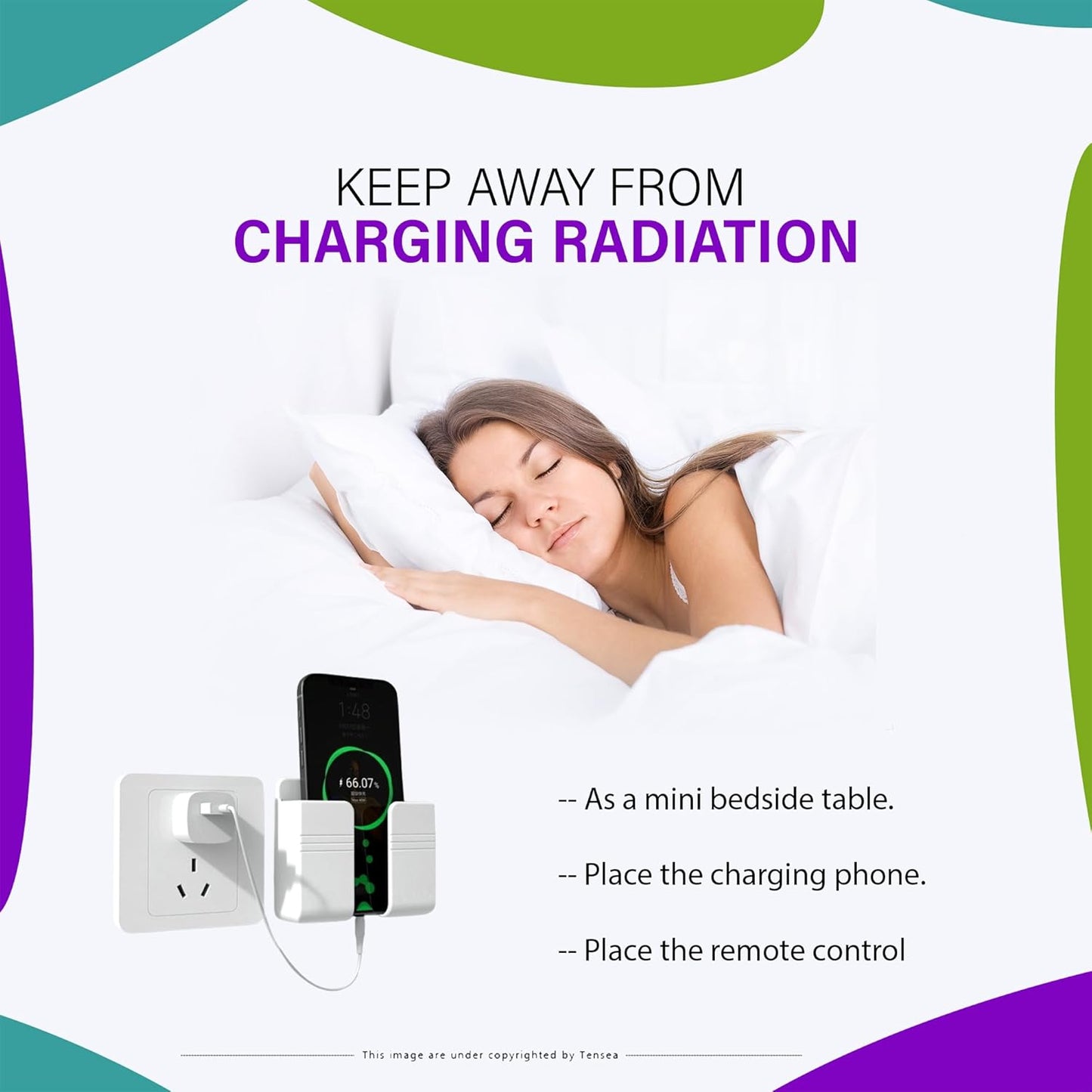 Tensea Mobile Phone Charging Stand – Multi-Functional Wall Holder for Bedroom, Office & More (White 01)