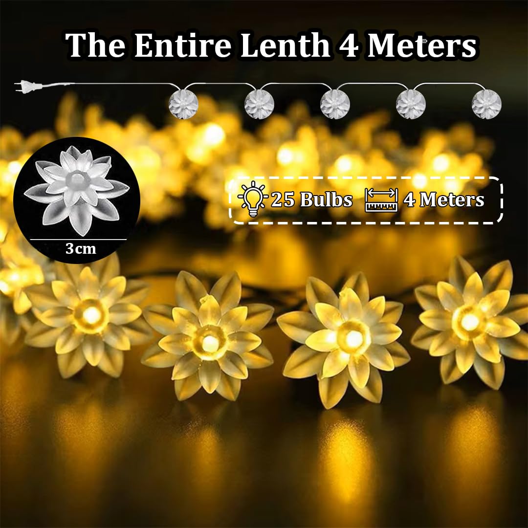 VMMPL 25 LED Lotus String Lights β Warm White | Home Decoration Diwali Lights