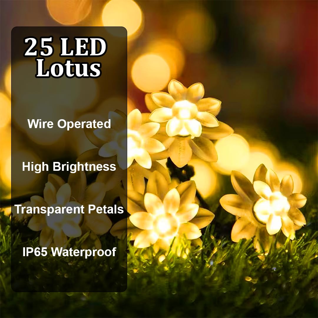 VMMPL 25 LED Lotus String Lights β Warm White | Home Decoration Diwali Lights