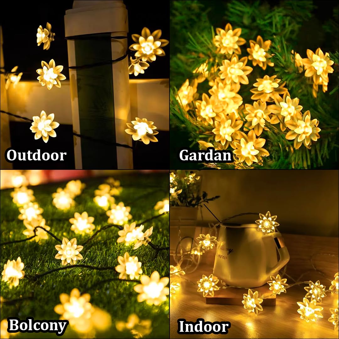 VMMPL 25 LED Lotus String Lights β Warm White | Home Decoration Diwali Lights