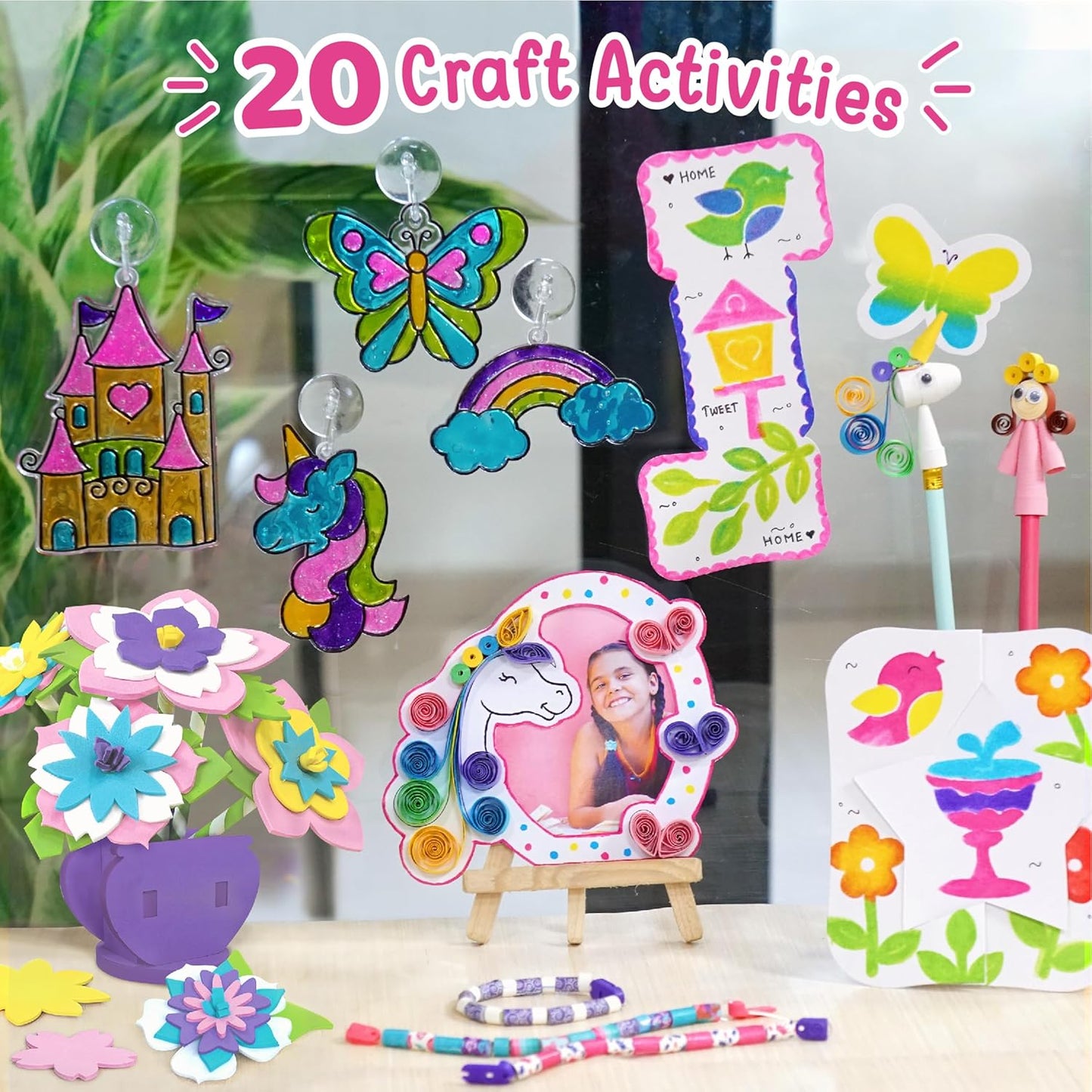 VMMPL Fabulous Craft Kit 5-in-1 Arts & Crafts Set for Kids | DIY Art Kit for Girls Ages 5-9 | Includes Glass Painting, Paper Quilling, Stamp Art & More | 200+ Craft Supplies
