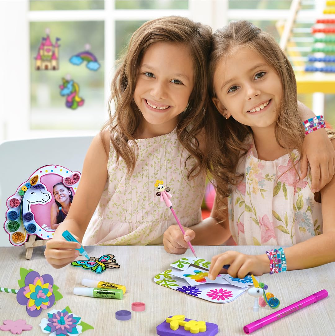VMMPL Fabulous Craft Kit 5-in-1 Arts & Crafts Set for Kids | DIY Art Kit for Girls Ages 5-9 | Includes Glass Painting, Paper Quilling, Stamp Art & More | 200+ Craft Supplies