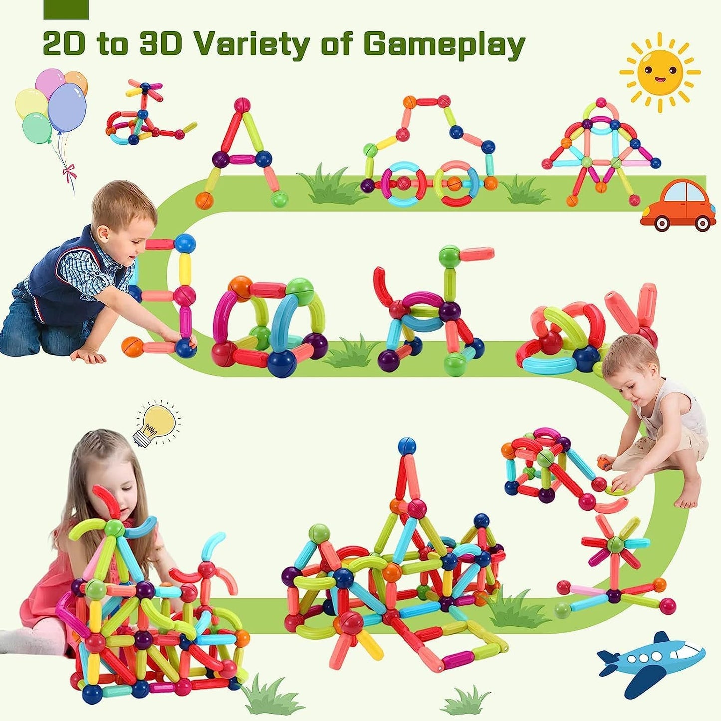 VMMPL Magnetic Sticks Game Kids Toy β 36pcs Learning Magnetic Building Blocks for Toddlers & Kids (Age 3+)