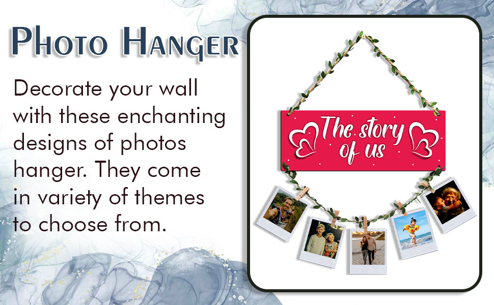 VMMPL Wooden Photo Frame Wall Hanging for Bedroom & Home Decoration | Rectangular Framed Clip Photo Holder for Wall Decor