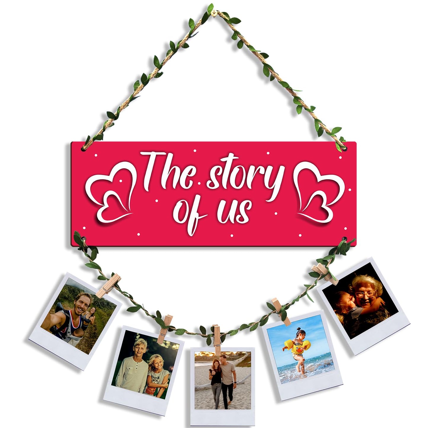 VMMPL Wooden Photo Frame Wall Hanging for Bedroom & Home Decoration | Rectangular Framed Clip Photo Holder for Wall Decor