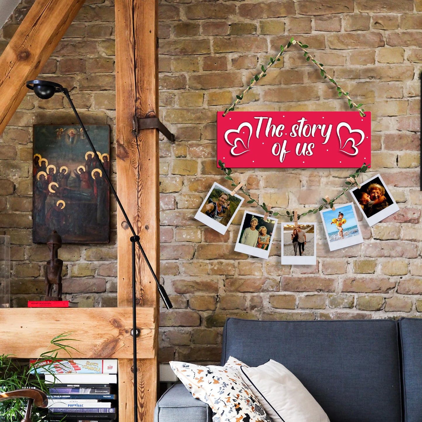 VMMPL Wooden Photo Frame Wall Hanging for Bedroom & Home Decoration | Rectangular Framed Clip Photo Holder for Wall Decor
