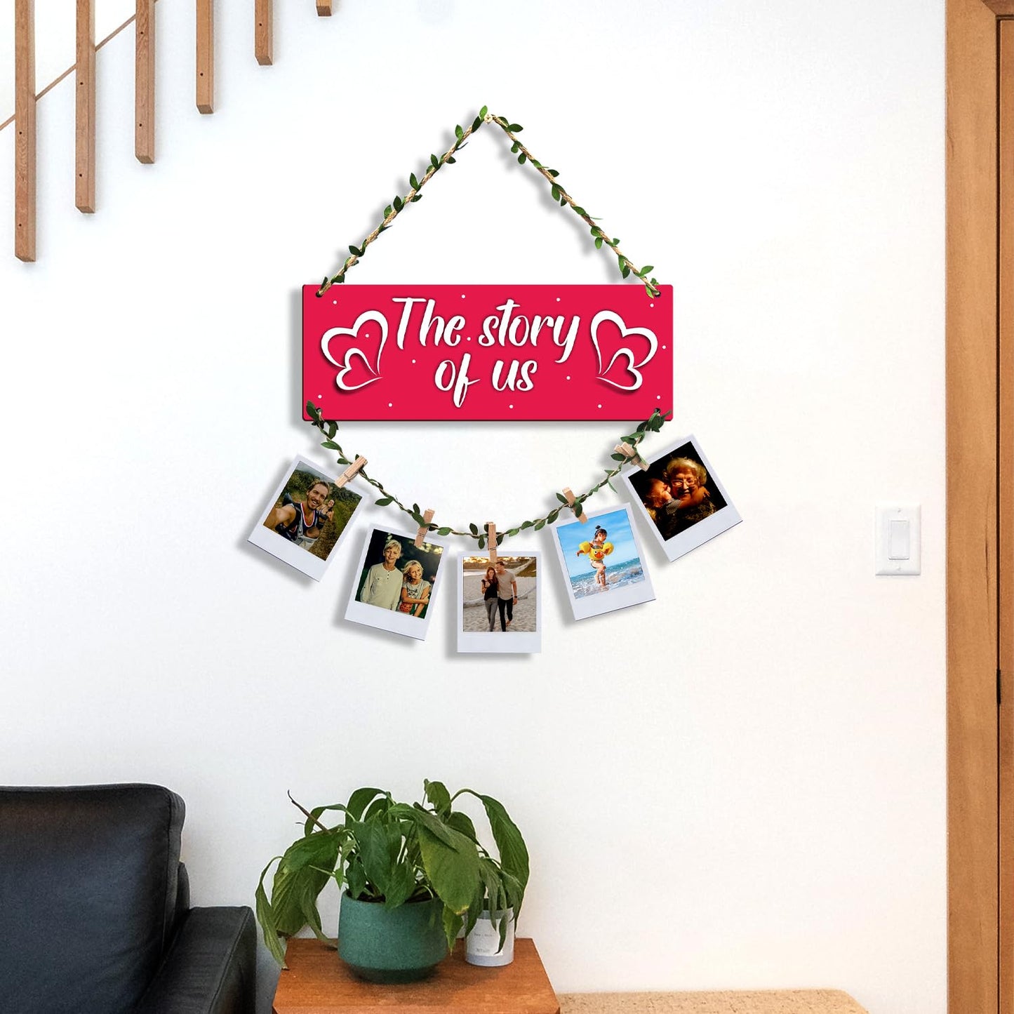 VMMPL Wooden Photo Frame Wall Hanging for Bedroom & Home Decoration | Rectangular Framed Clip Photo Holder for Wall Decor
