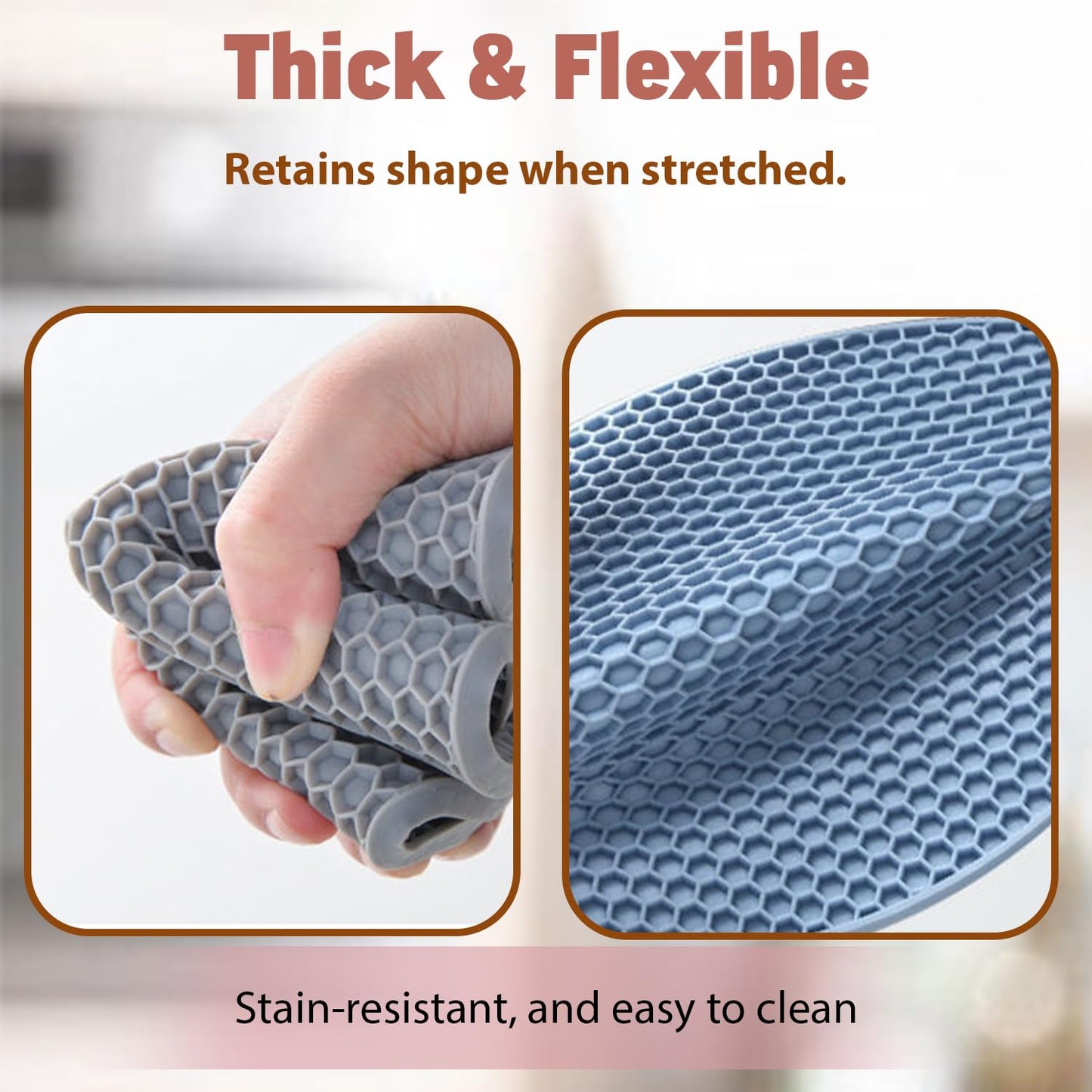 VMMP Silicone Mats for Kitchen Counter – Heat Resistant Mats for Dining Table | Set of 4 Non-Slip Silicone Trivets for Hot Pots and Cookware | Multi-Purpose Kitchen Protection Pads (Multicolour, Round)