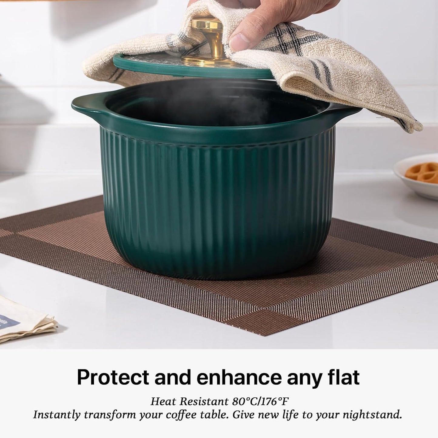 VMMP Washable PVC Heat Resistant Placemats for Dining Table – Non-Slip, Easy to Clean, Stylish Brown Table Mats (Set of 4, 45x30 cm) – Ideal for Kitchen, Home & Restaurant Use