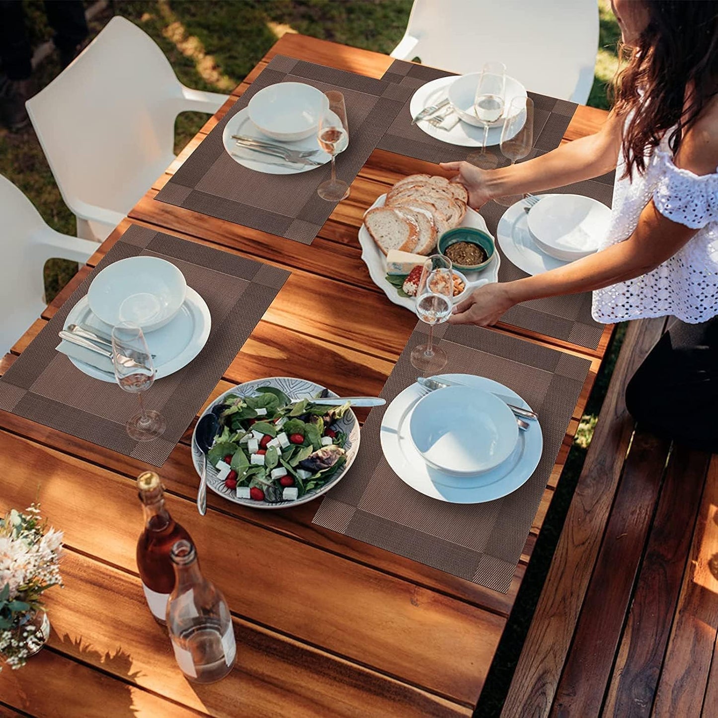 VMMP Washable PVC Heat Resistant Placemats for Dining Table – Non-Slip, Easy to Clean, Stylish Brown Table Mats (Set of 4, 45x30 cm) – Ideal for Kitchen, Home & Restaurant Use