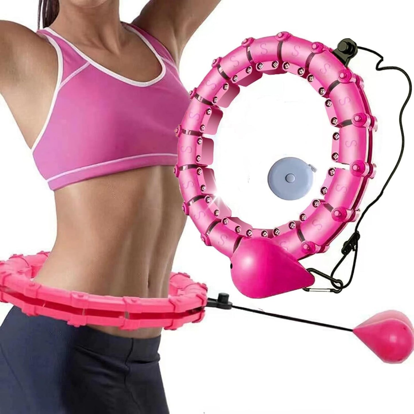 DPCR Weighted Hula Hoop for Adults - 24 Detachable Knots | Infinity Smart Fitness Hoop for Weight Loss & Massage – Multi Color