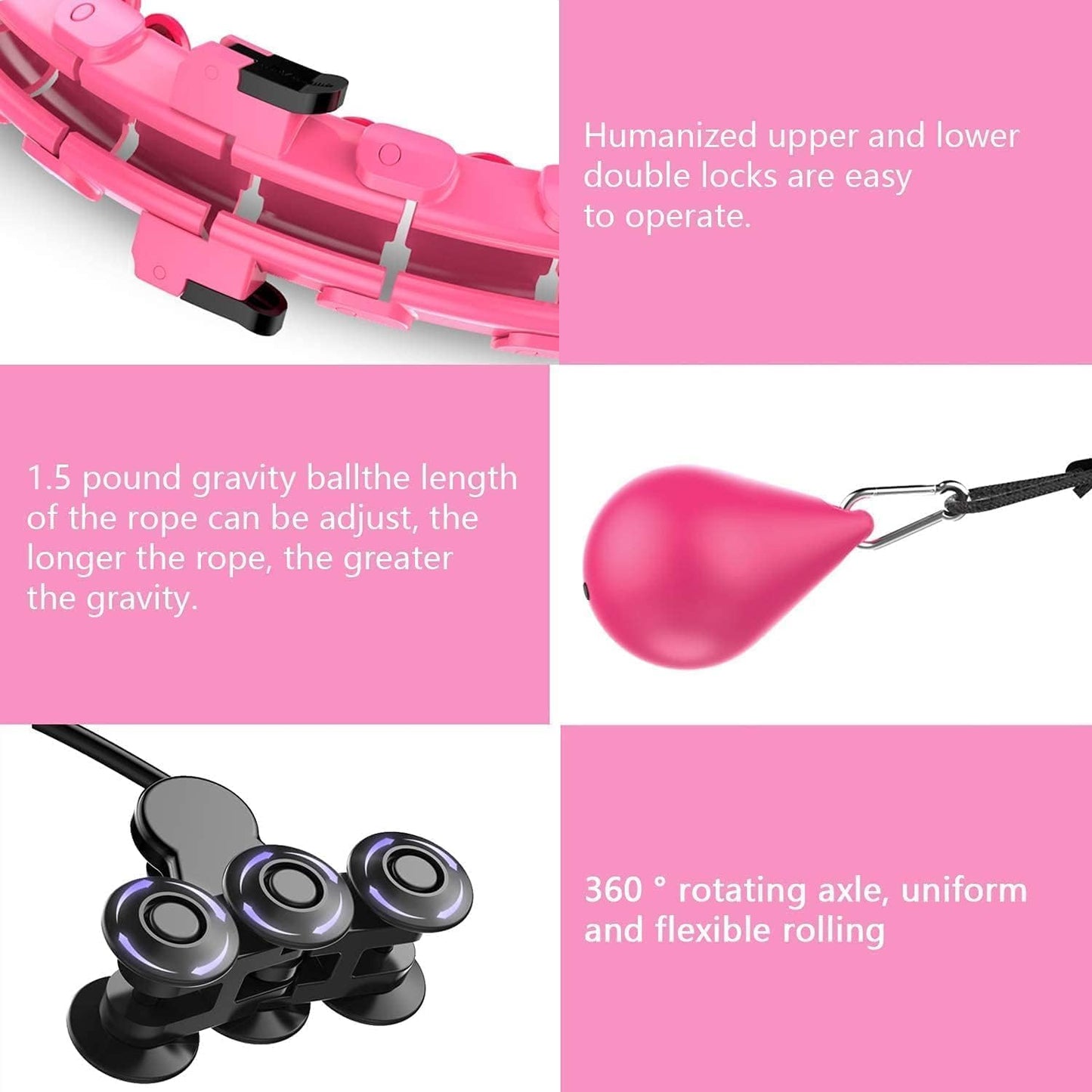 DPCR Weighted Hula Hoop for Adults - 24 Detachable Knots | Infinity Smart Fitness Hoop for Weight Loss & Massage – Multi Color