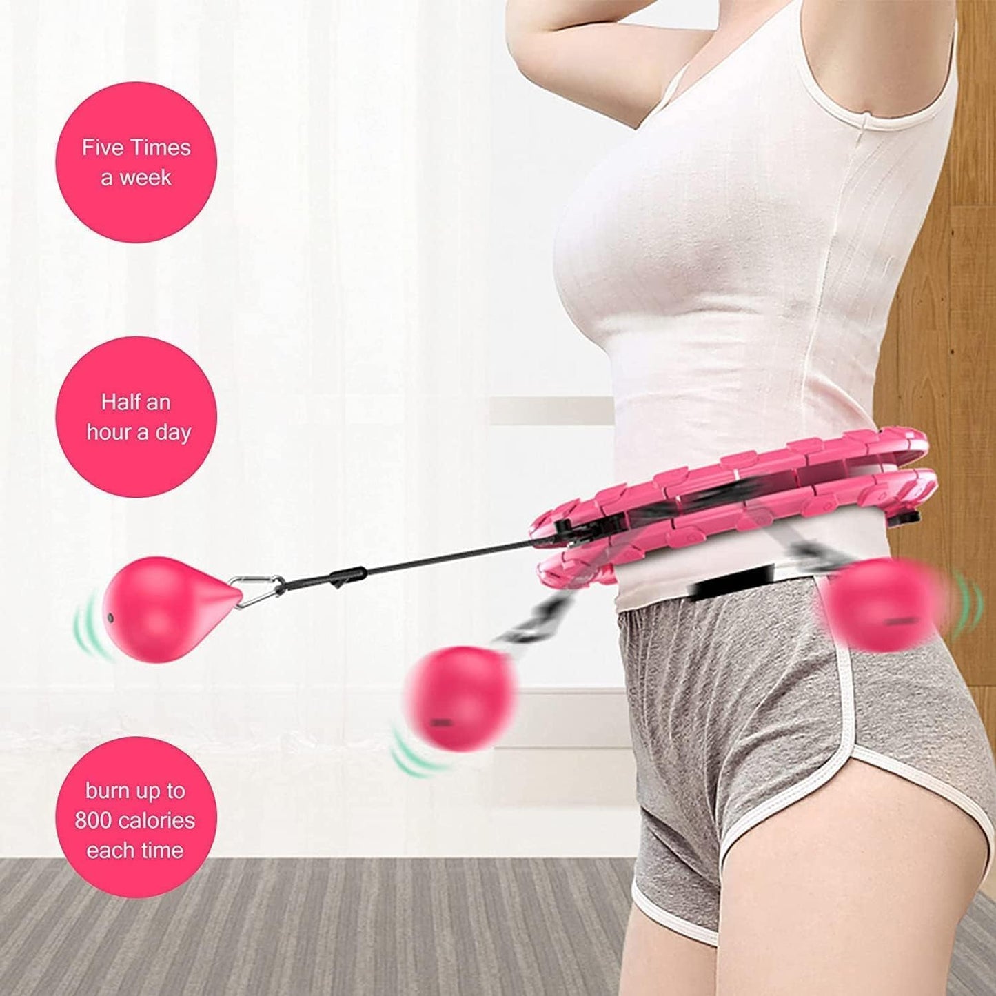 DPCR Weighted Hula Hoop for Adults - 24 Detachable Knots | Infinity Smart Fitness Hoop for Weight Loss & Massage – Multi Color