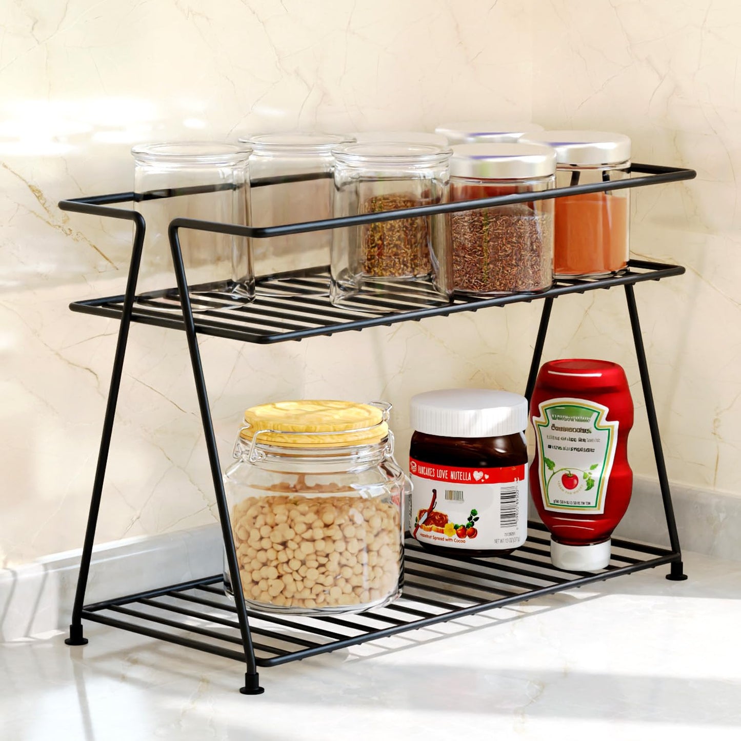 WonderStand Metal NIMBUS 2-Tier Countertop Spice Rack – Black
