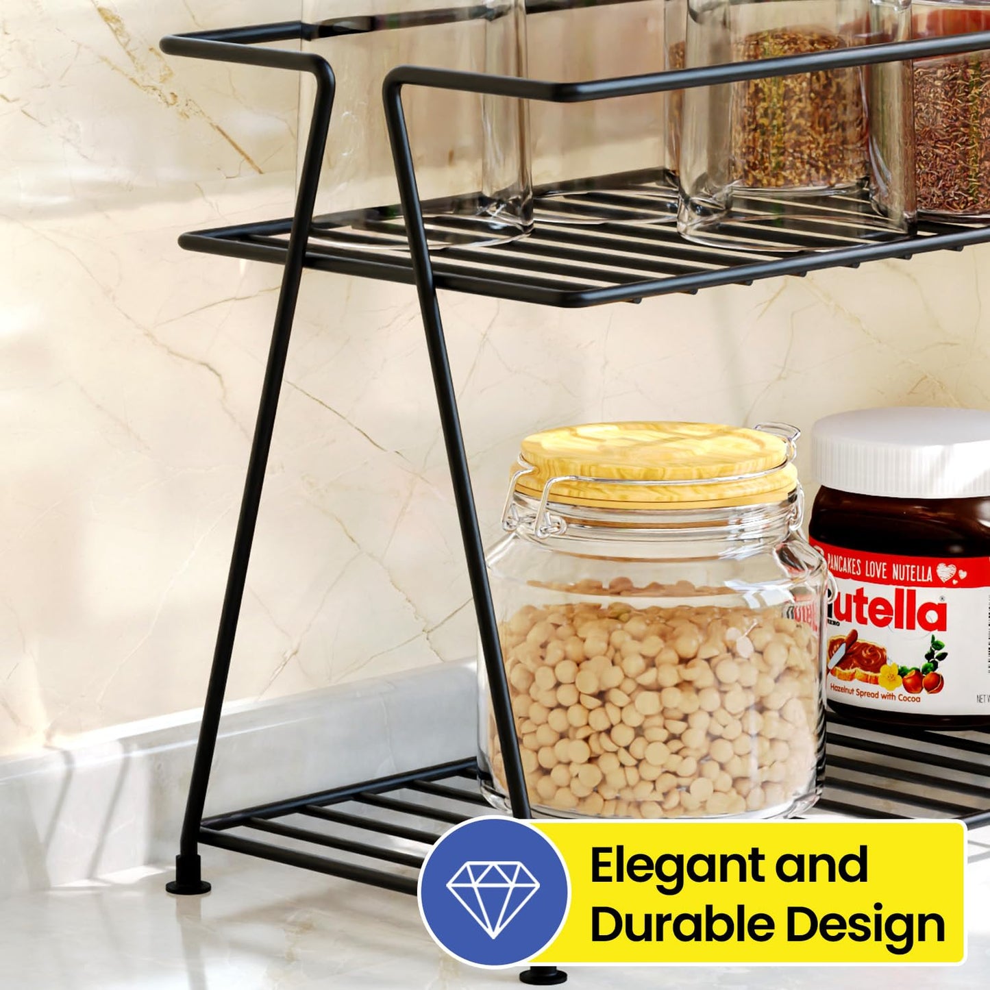 WonderStand Metal NIMBUS 2-Tier Countertop Spice Rack – Black