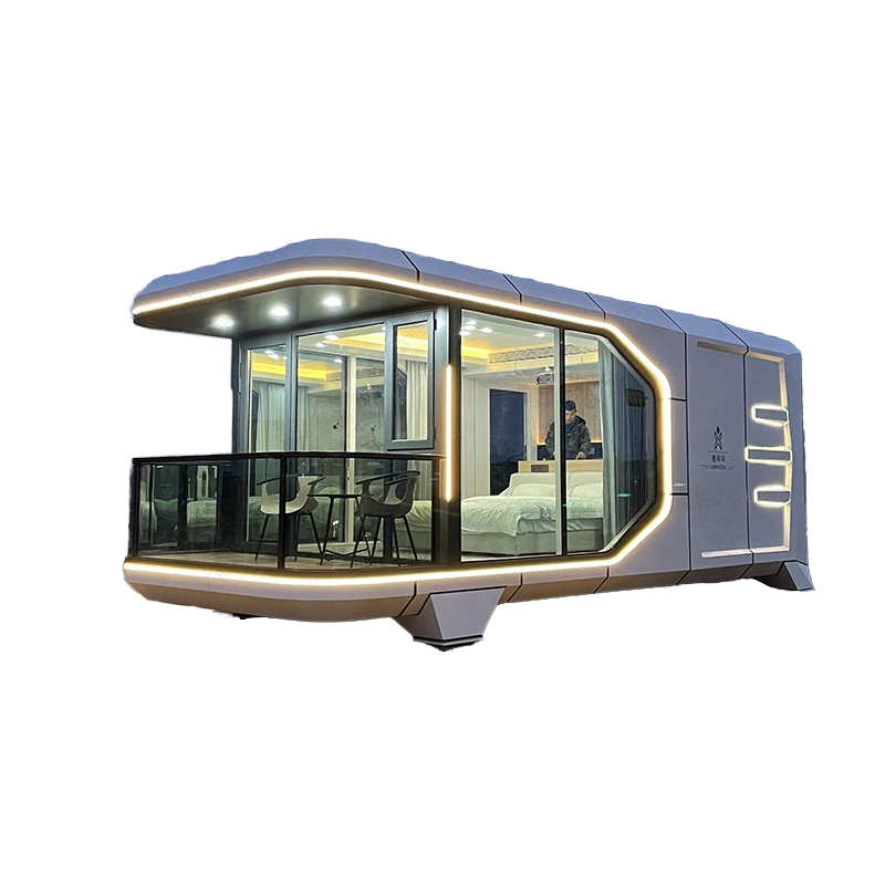 20' White Capsule Container Villa – Luxury Prefab Outdoor Home with Smart Tech