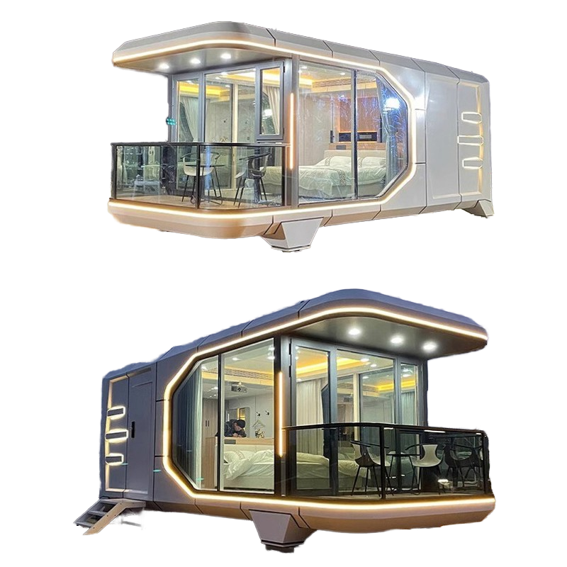 20' White Capsule Container Villa – Luxury Prefab Outdoor Home with Smart Tech