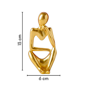 Decorative Abstract Thinker Men Statue Set Of 3 Modern Art Showpiece Sculpture(Fantasy,Gold,13CmX6Cm) Decoration Items For Home Decor Living Room Bedroom Bookshelf Table Office-Resin
