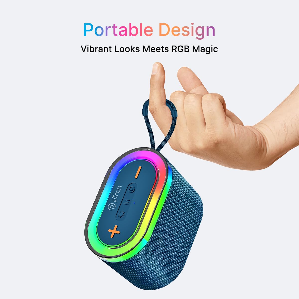 pTron Fusion Pop 12W Bluetooth Speaker with RGB Lights, TWS & 10-Hour Playback – Classic Blue