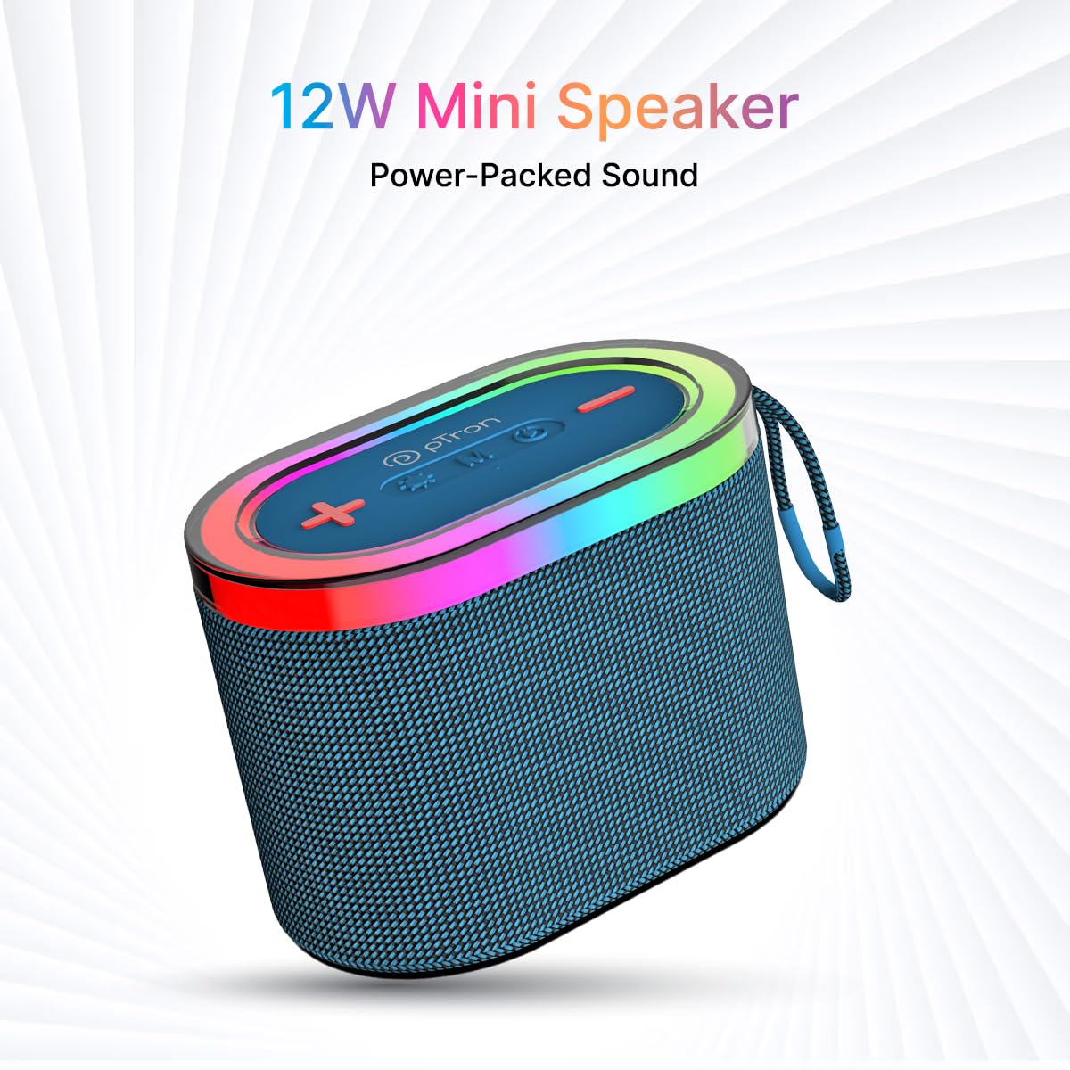 pTron Fusion Pop 12W Bluetooth Speaker with RGB Lights, TWS & 10-Hour Playback – Classic Blue