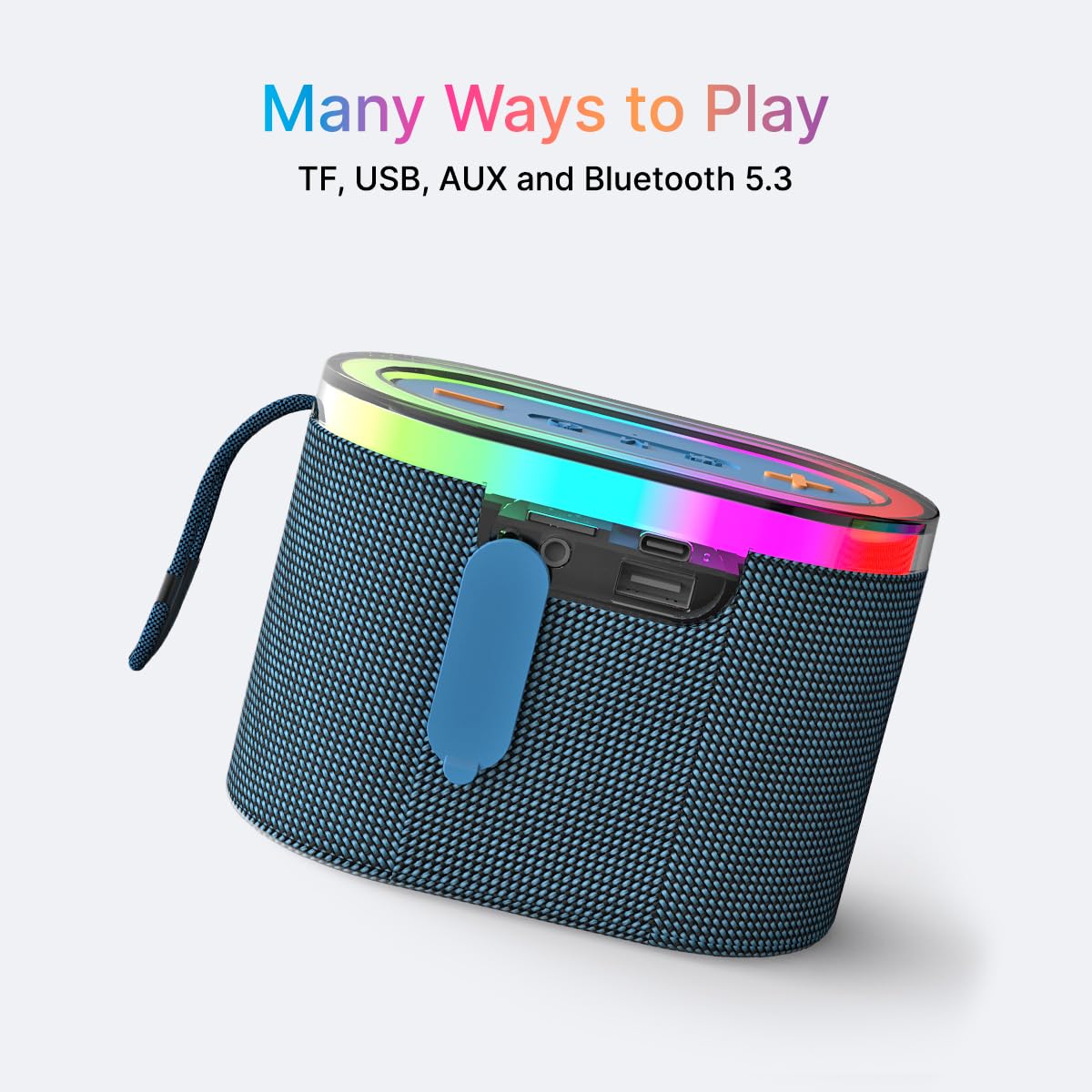 pTron Fusion Pop 12W Bluetooth Speaker with RGB Lights, TWS & 10-Hour Playback – Classic Blue