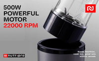 NutriPro Juicer Mixer Grinder - Smoothie Maker - 500 Watts (2 Jars & 1 Blade, Silver) - 2 Year Warranty