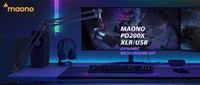 MAONO PD200XS XLR/USB Dynamic Microphone with RGB Lighting & Boom Arm | Professional Gaming, Podcast & Streaming Microphone