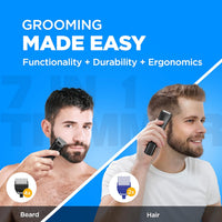Havells Beard & Hair Trimmer |2-in-1 Special Blade| Comes with 4 Beard & 2 Hair Combs|Type C Turbo Charge|No Nicks & Cuts|2 Year Guarantee|BT4001