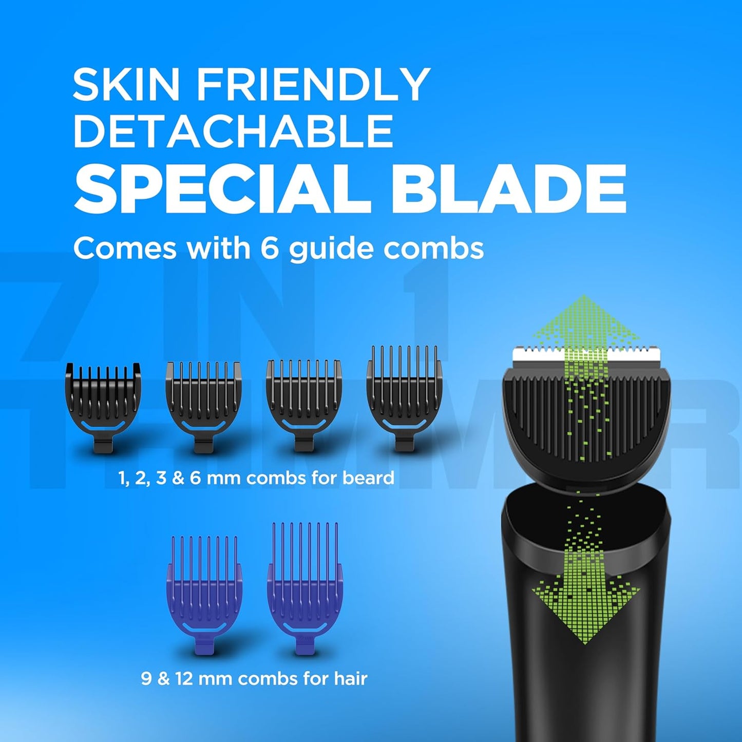 Havells Beard & Hair Trimmer |2-in-1 Special Blade| Comes with 4 Beard & 2 Hair Combs|Type C Turbo Charge|No Nicks & Cuts|2 Year Guarantee|BT4001