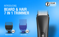 Havells Beard & Hair Trimmer |2-in-1 Special Blade| Comes with 4 Beard & 2 Hair Combs|Type C Turbo Charge|No Nicks & Cuts|2 Year Guarantee|BT4001