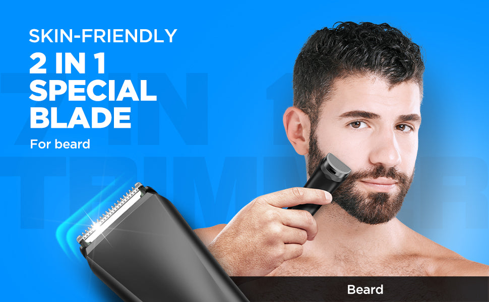 Havells Beard & Hair Trimmer |2-in-1 Special Blade| Comes with 4 Beard & 2 Hair Combs|Type C Turbo Charge|No Nicks & Cuts|2 Year Guarantee|BT4001