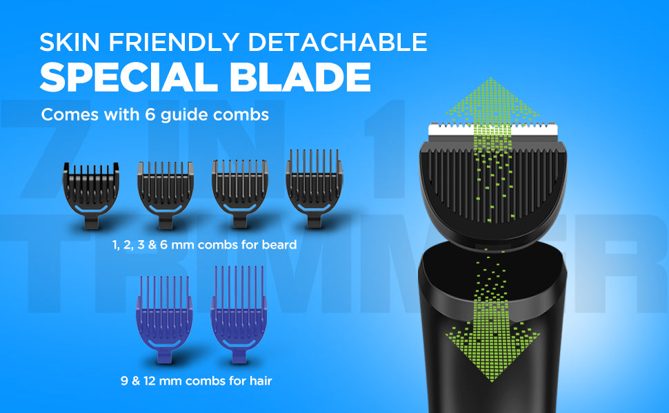 Havells Beard & Hair Trimmer |2-in-1 Special Blade| Comes with 4 Beard & 2 Hair Combs|Type C Turbo Charge|No Nicks & Cuts|2 Year Guarantee|BT4001