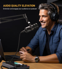 MAONO PD100S XLR Dynamic Microphone for Podcast | Cardioid Studio Microphone with Boom Arm, Voice Isolation Technology & Metal Body for Recording, Streaming, Voice Over & Home Studio