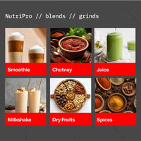NutriPro Juicer Mixer Grinder - Smoothie Maker - 500 Watts (2 Jars & 1 Blade, Silver) - 2 Year Warranty