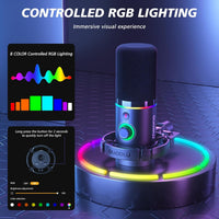 MAONO PD200XS XLR/USB Dynamic Microphone with RGB Lighting & Boom Arm | Professional Gaming, Podcast & Streaming Microphone