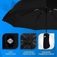 VMMPL inulec PSYCH Automatic Travel Umbrella - Stylish Windproof For Rain & Compact, Strong for Wind, Auto Open/Close Button, Travel-Friendly 3-Fold Design Perfect Umbrella for Men & Women