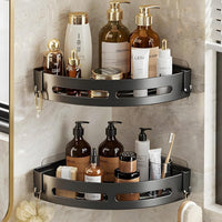 VMMPL SquareUp Bathroom Corner Shelf Wall Mount | Self-Adhesive No Drill Storage Rack | ABS Plastic Organizer for Bathroom & Kitchen | Black | Pack of 2
