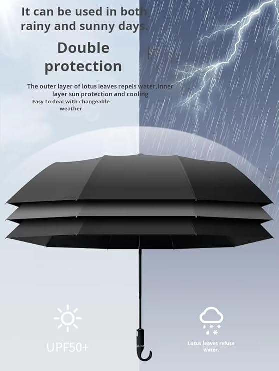 VMMPL Owme UV Umbrella for Women, Mini Folding Portable 3-Fold Umbrellas | Manually Open & Close for Rain and Sun Protection, Anti-Slip Handle | Windproof Umbrlla | Chata for Rain for Men