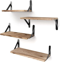 Floating Shelves, Rustic Wood Shelves, 4 Sets of Wall Mounted Shelf for Bathroom Decor, Bedroom, Living Room and Plants